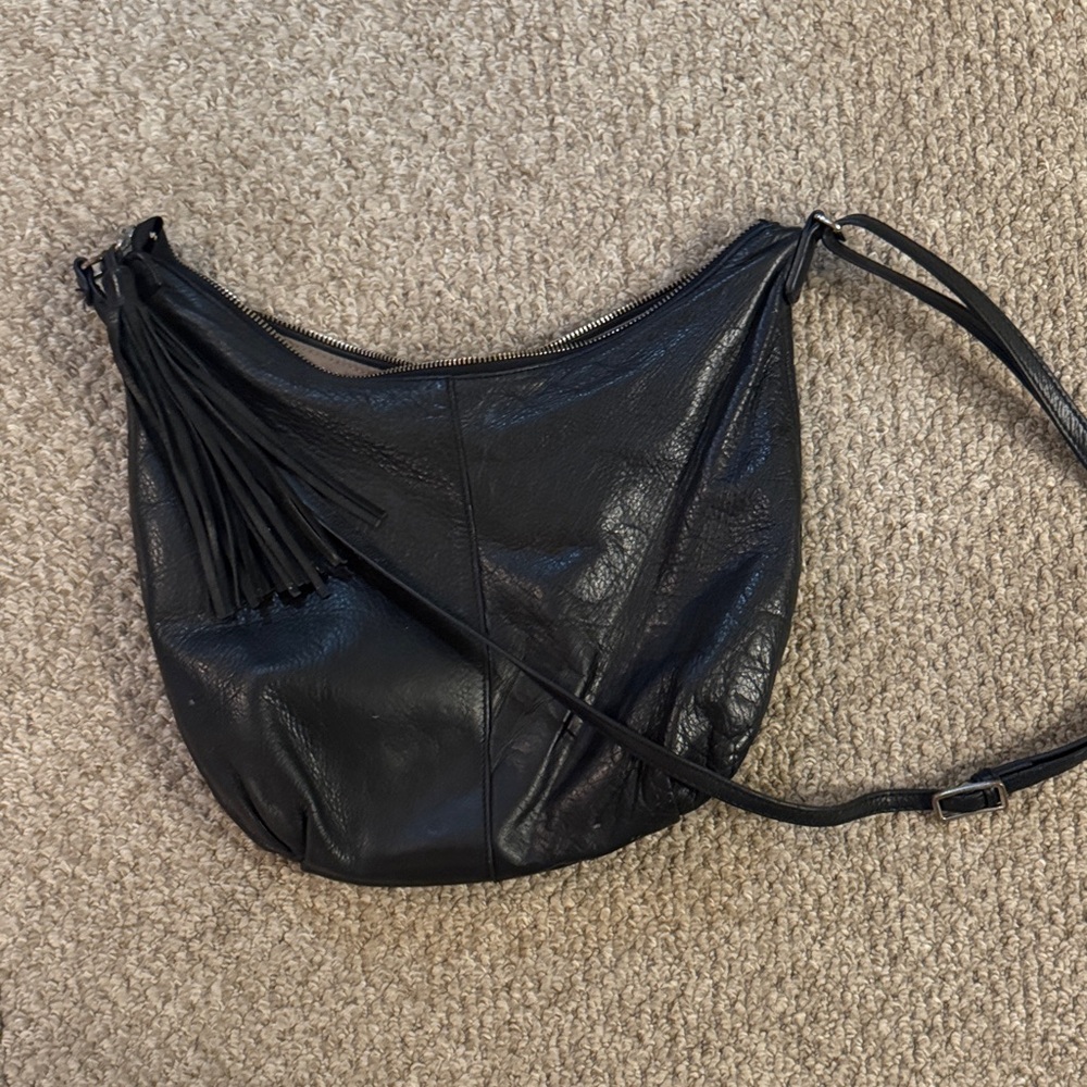 Margot Black Leather Shoulder Bag